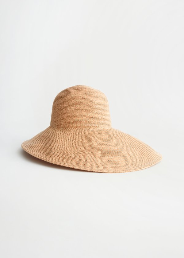 Wide Brim Slanted Straw Hat