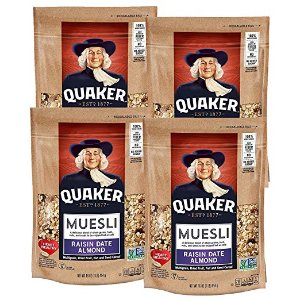 Quaker Muesli, Raisin Date Almond, 16oz Bag, 4 Count