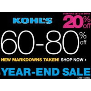 Kohl's 年终热卖60%-80% OFF + 额外的20% OFF折扣码