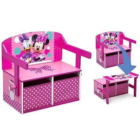 Kids Convertible Activity Bench - Greenguard Gold Certified, Disney Minnie Mouse