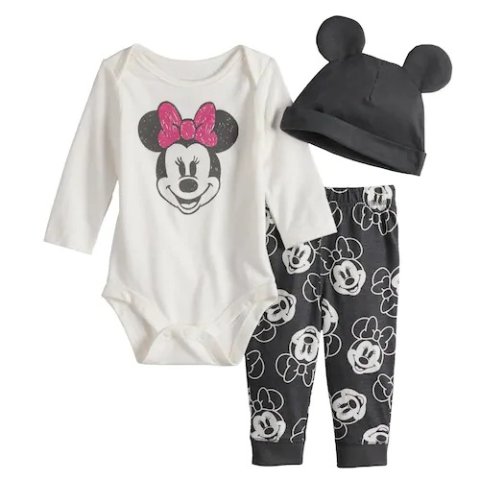 DisneyMinnie Mouse Baby Girl Graphic Bodysuit, Print Pants & Hat Set by Jumping Beans®