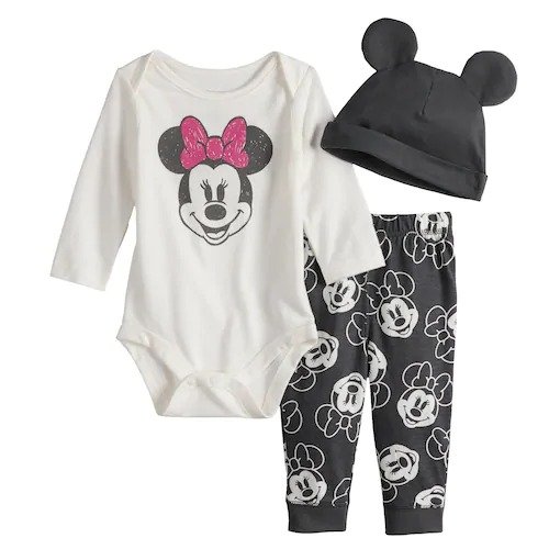 Minnie Mouse Baby Girl Graphic Bodysuit, Print Pants & Hat Set by Jumping Beans®