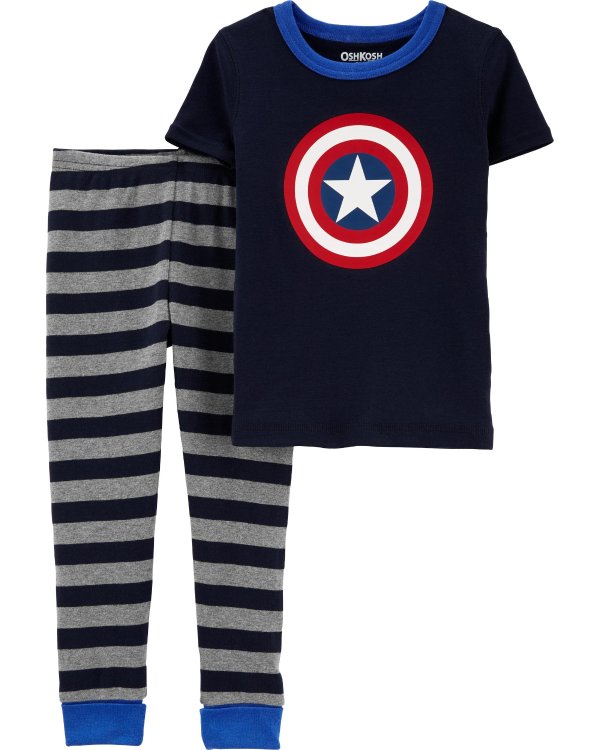 2-Piece Captain America 100% Snug Fit Cotton PJs