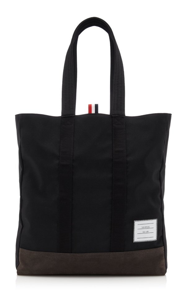 Suede-Trimmed Shell Tote