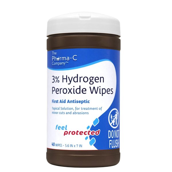 Pharma-C 3% Hydrogen Peroxide Wipes [40 wipes] - First Aid