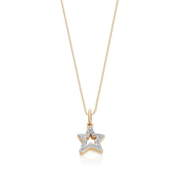 Alphabet Star Diamond Pendant Charm Necklace Set