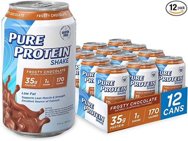 Ready to Drink Protein Shake, Keto Diet Friendly, Gluten Free, Snack, 35g High Protein, Frosty Chocolate, 11oz Can, Pack of 12