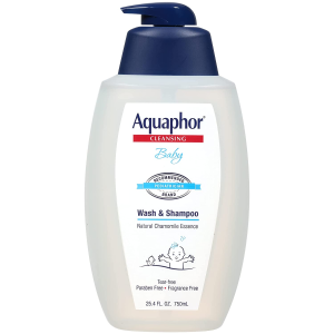 Aquaphor Baby Wash and Shampoo - Mild, Tear-free 2-in-1 Solution for Baby’s Sensitive Skin - 25.4 fl. oz. Pump