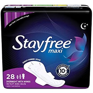 Stayfree Maxi Overnight Pads with Wings,24 Count
