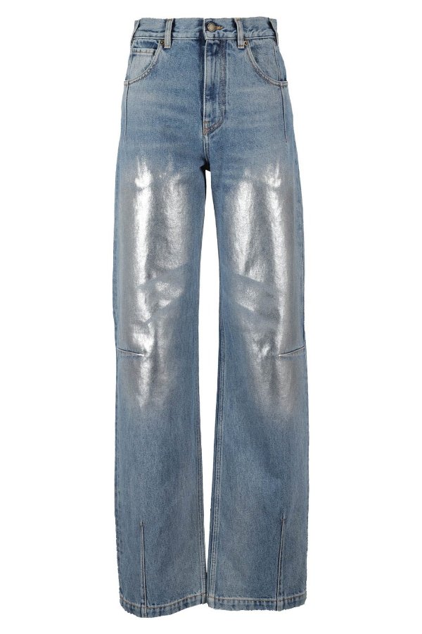 Rip Detailed Wide Leg Jeans