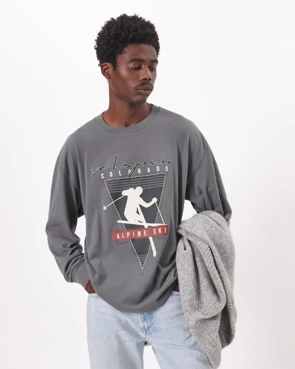 Men's Oversized Long-Sleeve Ski Graphic Tee | Men's Up to 50% Off Select Styles | Abercrombie.com