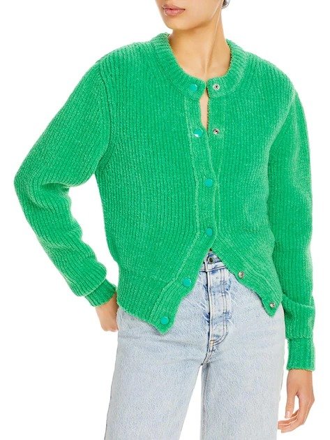 Womens Button Down Open Stitch Cardigan Sweater
