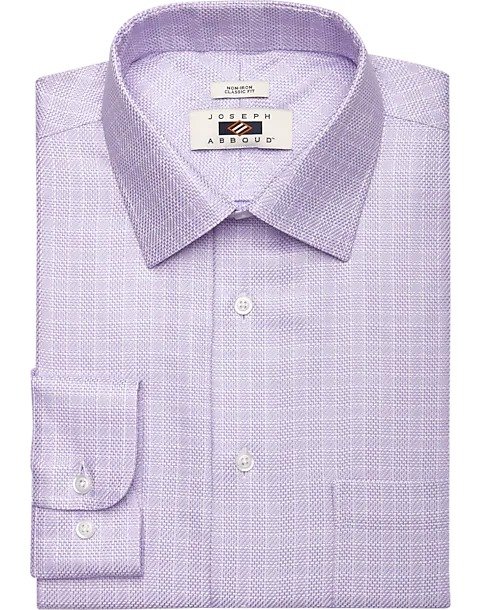 Joseph Abboud Lavender Check Classic Fit Dress Shirt 