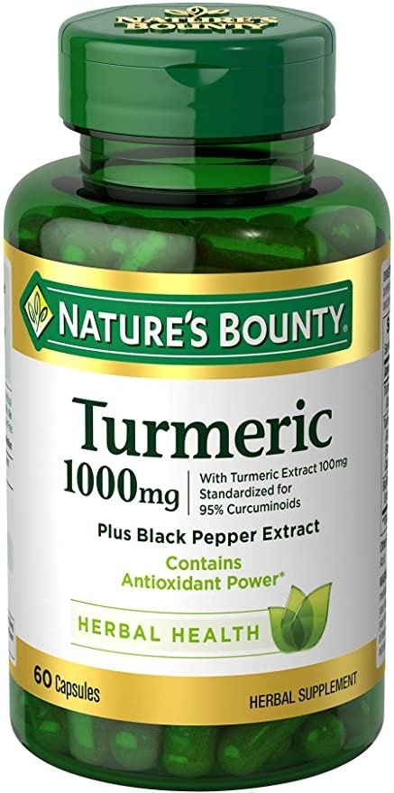 Turmeric Pills and Herbal Health Supplement, Supports Joint Pain Relief and Antioxidant Health, 1000 mg, 60 Count