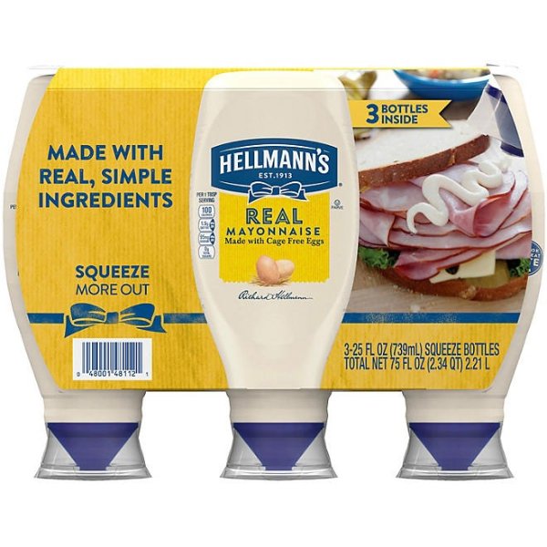 Hellmann's Real Mayonnaise (25 oz., 3 pk.)