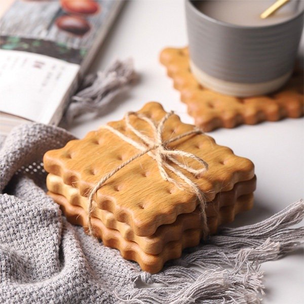 Beech Wood Biscuit Coasters from Apollo Box