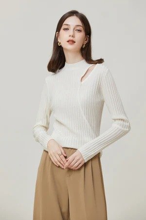 Sylphide | Noele White Cut Out Wool Sweater