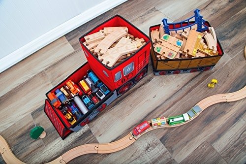 Toys Train Shaped Collapsible Toy Storage Bins Organizer for Thomas Wooden Train and Trackmaster, etc.