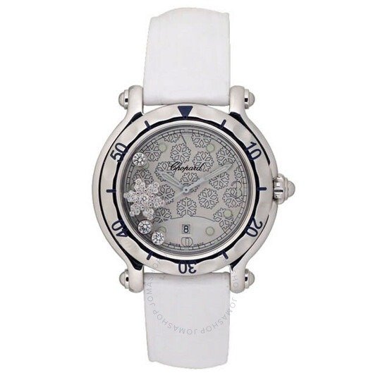 Happy Sport Diamond Snowflake Steel White Rubber Watch 27/8949