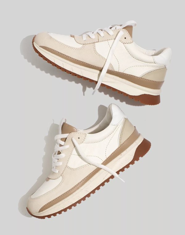 Kickoff Trainer Sneakers in Neutral Colorblock Leather