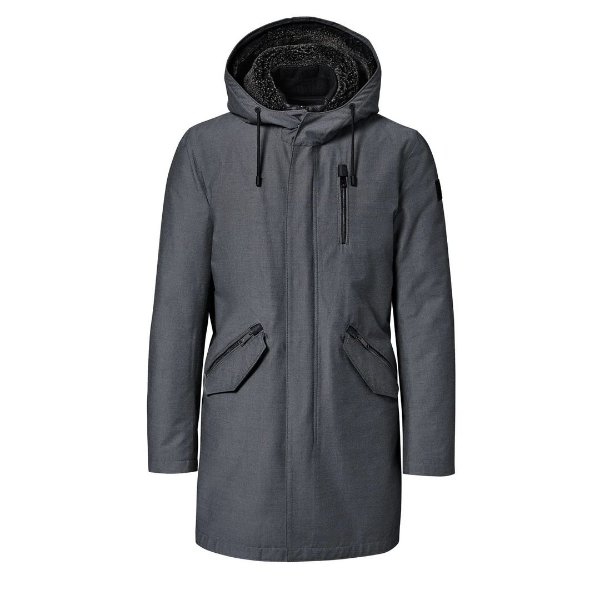 Dark Heather Grey And Black Polyamide And Wool And Polyester 3In1 Function Parka