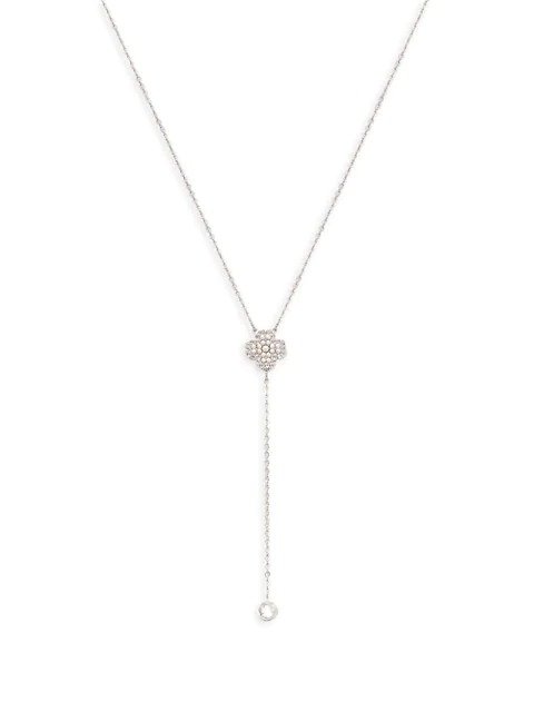 Rhodium-Plated & Swarovski Crystal Lariat Necklace