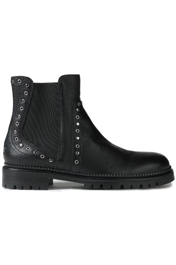 Burrow studded textured-leather Chelsea boots