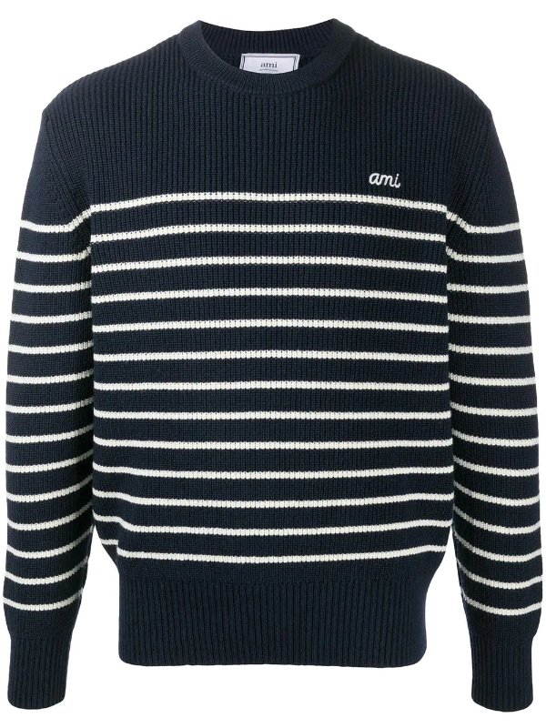 rib-knit striped jumper