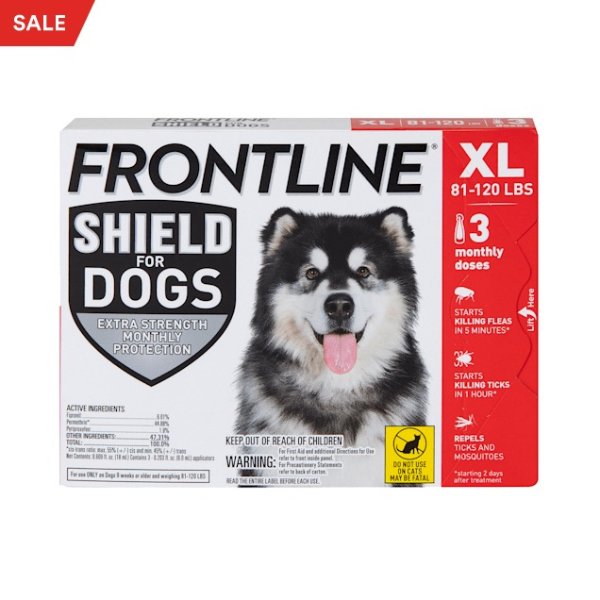 Shield Flea & Tick Treatment for X-Large Dogs 81-120 lbs., Count of 3 | Petco