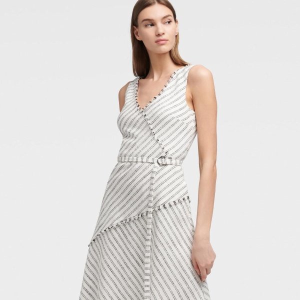 Striped Fringe Asymmetrical Dress