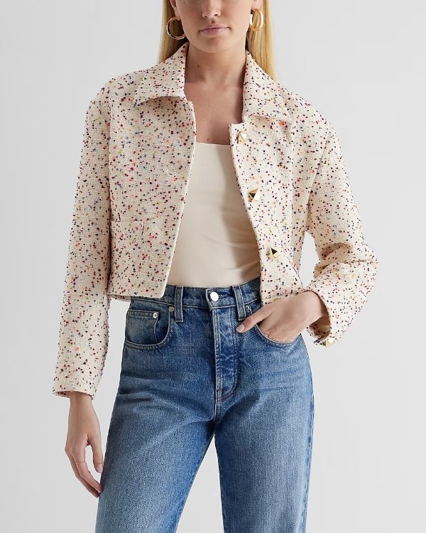 Speckled Boucle Cropped Jacket