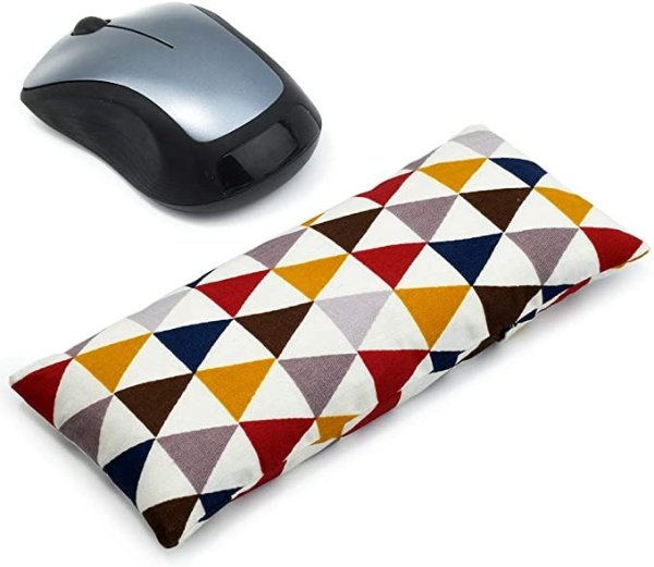 Mouse Wrist Rest Support Pad - Ergonomic Mouse Pad with Wrist Support for Computer, Laptop, Office Work, PC Gaming, Massage Ergobeads & Cotton Fabric (Triangle)