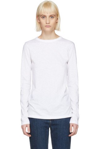 Rag & Bone: White Long Sleeve T-Shirt | SSENSE