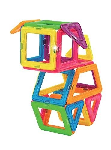 Creator Neon Color Set (60-pieces) Magnetic Building Blocks, Educational Magnetic Tiles Kit , Magnetic Construction STEM Set
