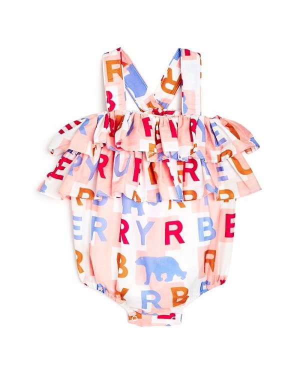 Girls' Caryline Logo-Print Ruffle Romper - Baby