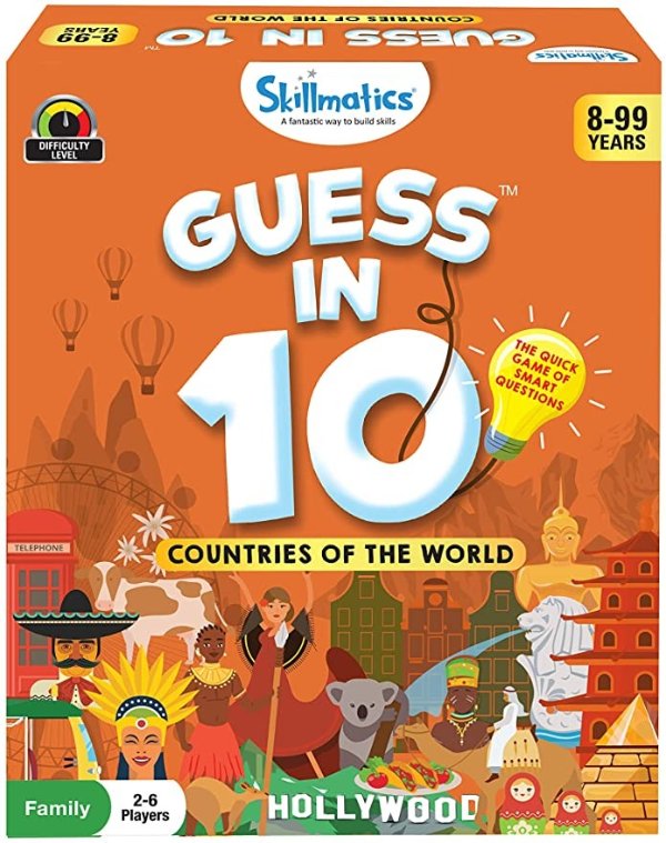 Guess in 10 Countries of The World - Card Game of Smart Questions for Kids & Families | Super Fun & General Knowledge for Family Game Night | Gifts for Kids (Ages 8-99)