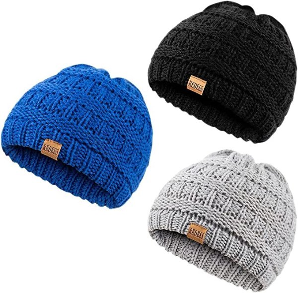 婴幼儿冬季针织保暖帽3件套