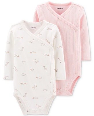 Baby Girls 2-Pack Side-Snap Printed Bodysuits