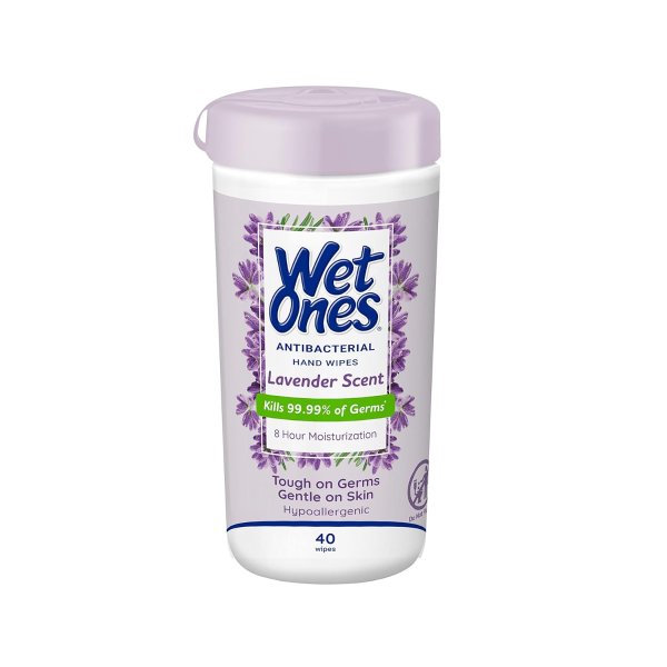 Antibacterial Hand Wipes, Lavender Wipes | Antibacterial Wipes, Moisturizing Wipes | 40 ct. Canister