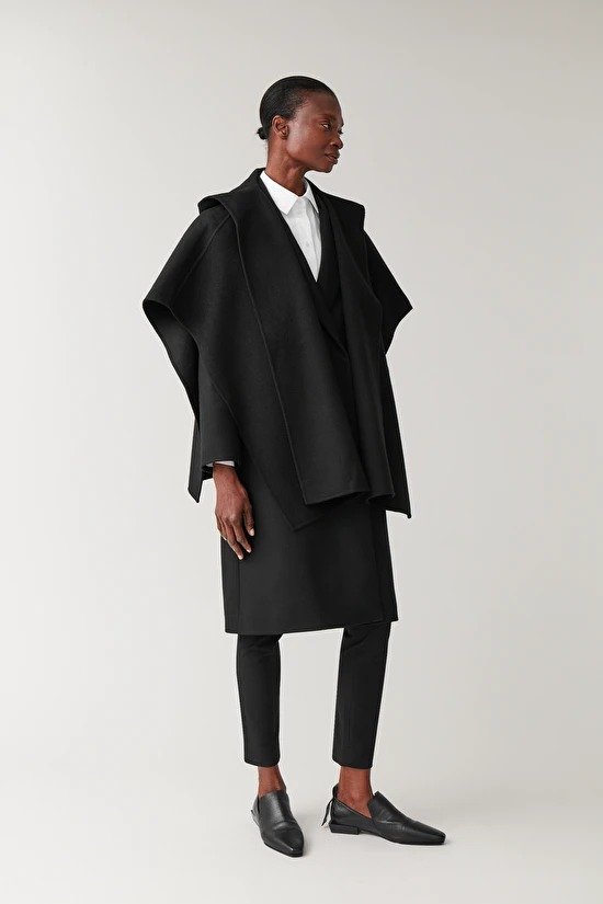 WOOL-MIX HOODED CAPE