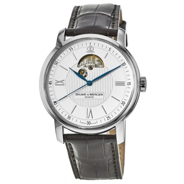 Classima Automatic Silver Open Balance Dial Leather Strap Men's Watch 8688