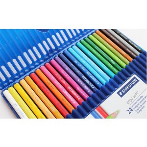 Staedtler Ergosoft Colored Pencils, Set of 24 Colors in Stand-up Easel Case (157SB24)