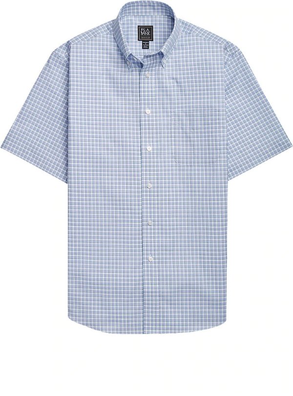 Traveler Collection Tailored Fit Short-Sleeve Button-Down Collar Check Sportshirt CLEARANCE - $14 Sportshirts | Jos A Bank