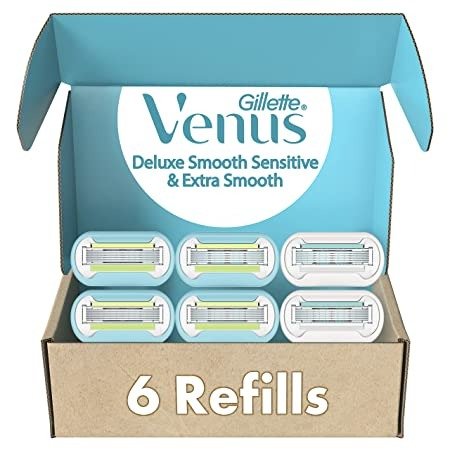 Gillette Venus Womens Razor Blade Refills,Venus Extra Smooth 4 Count and Venus Deluxe Smooth Sensitive 2 Count, 6 Total Refills