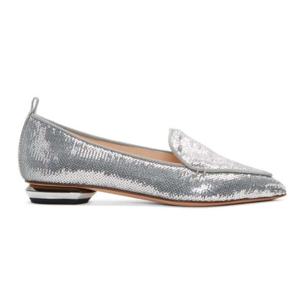 - Silver Sequin Beya Loafers