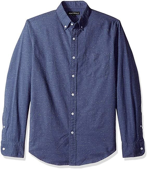 Mercantile Men's Slim-fit Long-Sleeve Marled Cotton Shirt