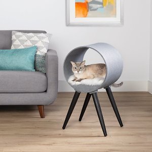Whisker City® 40-in Faux Fur Posh Pad Cat Stand Chair, Grey & Black