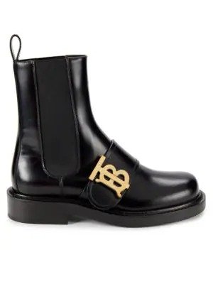 Logo Leather Ankle Boots