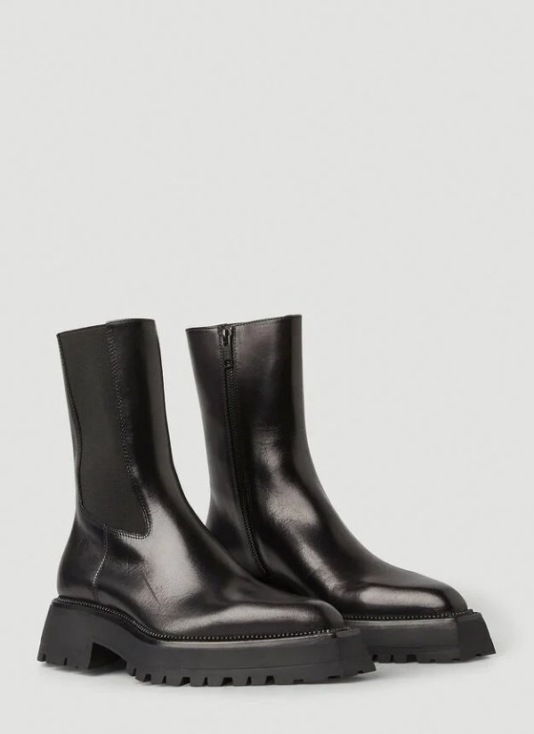 Presley Mid Heel Boots in Black