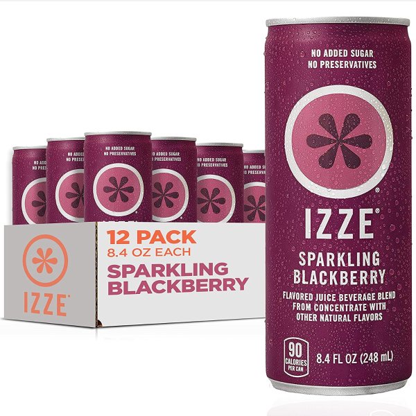 IZZE 气泡果汁黑莓口味 8.4oz 12罐装
